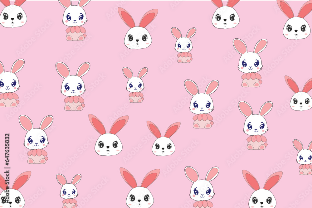 Cute funny rabbits,bunny character seamless pattern Cute funny rabbits,bunny character seamless pattern