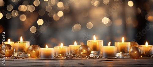 2020 New Year d cor with candles bulbs and bokeh