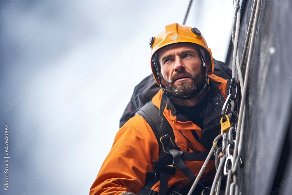 Skilled industrial climbers at work, performing maintenance and inspection tasks in various industries.'generative AI' Skilled industrial climbers at work, performing maintenance and inspection tasks in various industries.'generative AI'