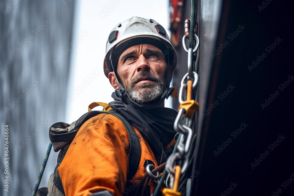 Fototapeta premium Skilled industrial climbers at work, performing maintenance and inspection tasks in various industries.'generative AI' 