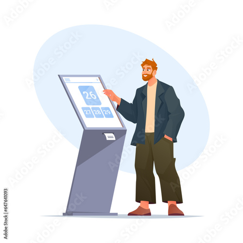 Vector queue management system terminal. Ticket