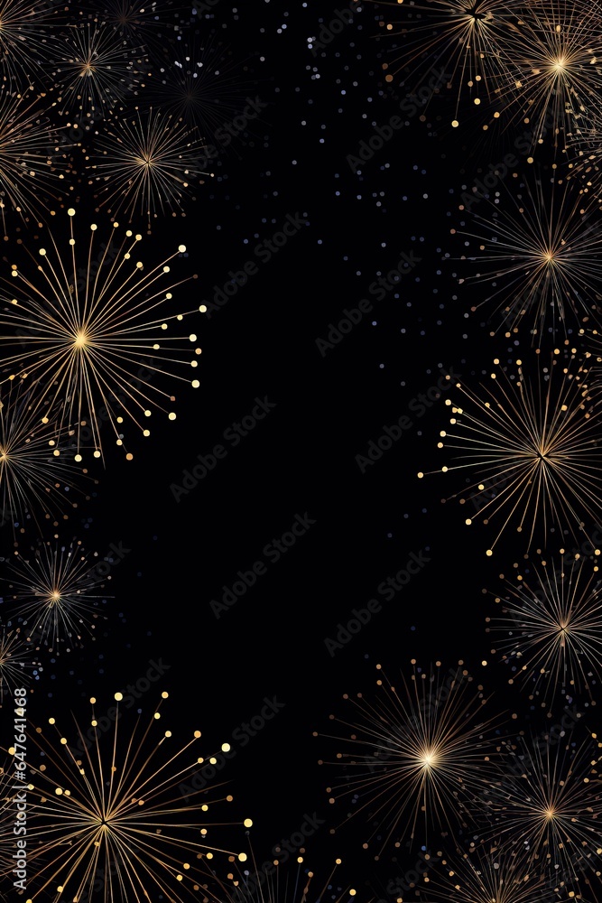 New Years banner with fireworks on a dark background with room for copy text. New Years banner with fireworks on a dark background with room for copy text.