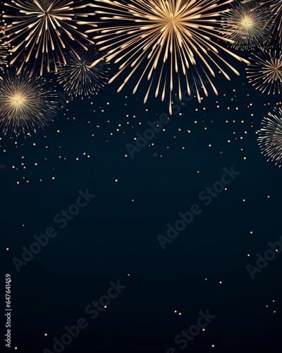 New Years banner with fireworks on a dark background with room for copy text.