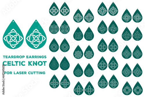 Set of Celtic Earrings Design. Laser Cut Celtic Knot Earrings. Decorative earrings for laser cutting. Set of Celtic Pendant Design