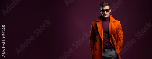 Fashion week male model isolated on gradient background with a place for text 