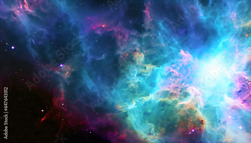 Colorful space galaxy cloud nebula. Stary night cosmos. Universe science astronomy. Supernova background wallpaper © Tatiana