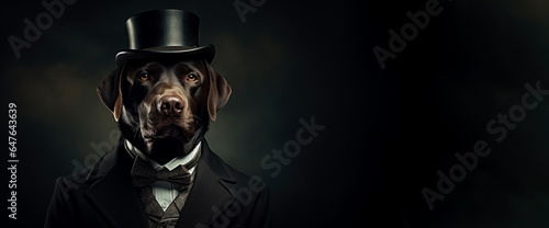 Labrador in man costume like a gentleman 