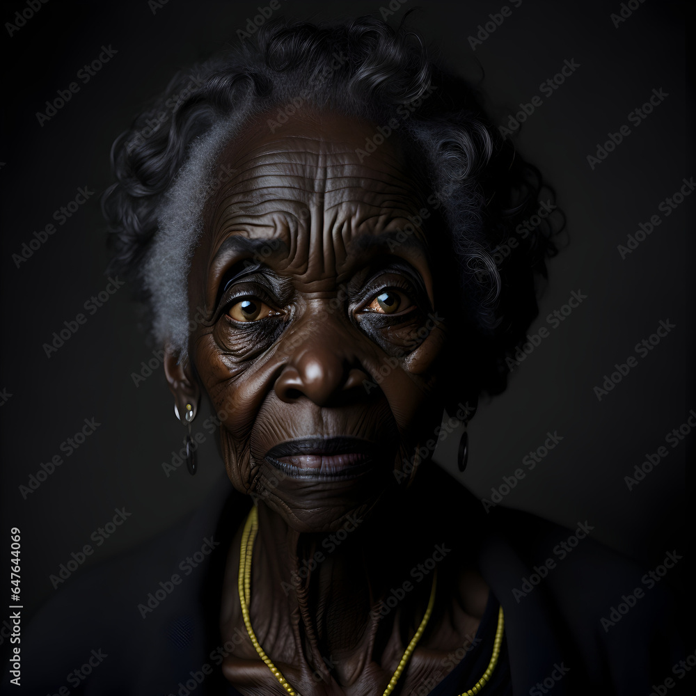 portrait of an old black grandmother