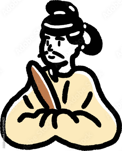 歴史の人物　聖徳太子のシンプルな上半身のカラーイラスト似顔絵