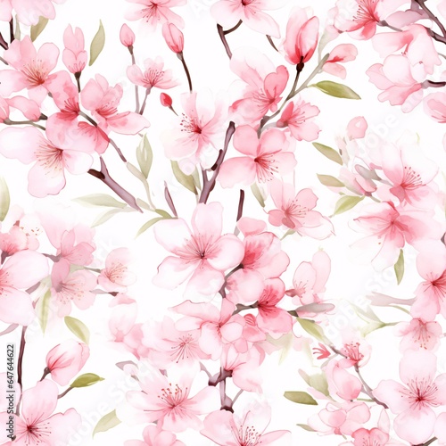 Pink Cherry Blossom Seamless Pattern  Romantic Floral Background  Elegant Sakura Petals  Wallpaper Floral Beauty  Soft and Gentle Color  Wedding Designs and Botanical Textile Prints