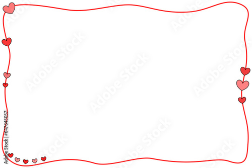 Vector - Cute red border or frame with mini hearts. Valentine, wedding. Copy space.