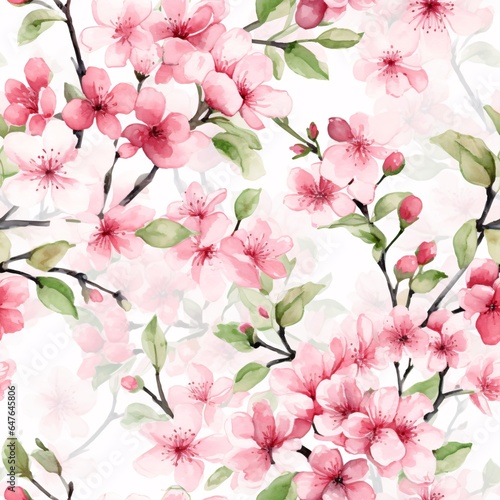 Pink Cherry Blossom Seamless Pattern  Romantic Floral Background  Elegant Sakura Petals  Wallpaper Floral Beauty  Soft and Gentle Color  Wedding Designs and Botanical Textile Prints