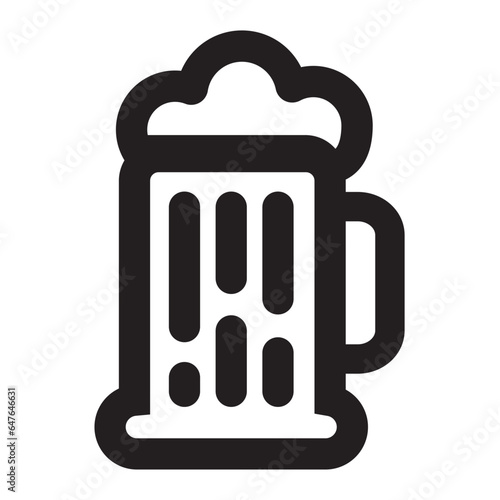 beer mug icon, beer head or foam, linear, black and white, vector illustration 
