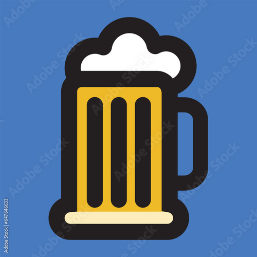 beer mug icon, beer head or foam, linear, black and white, vector illustration 