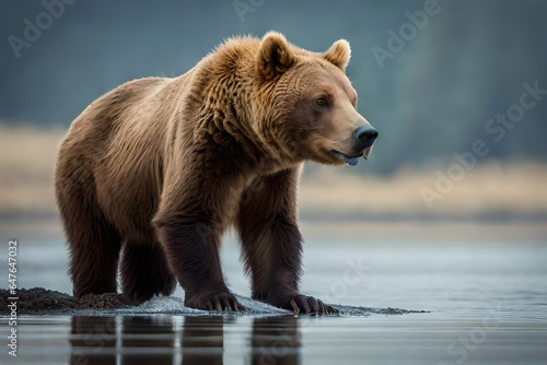 brown bear in water © Sébastien Jouve