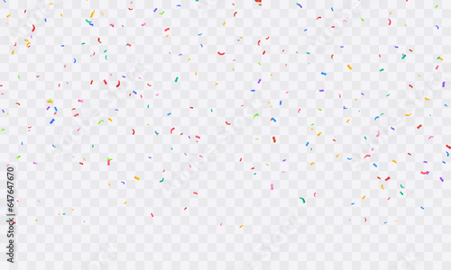 Vector confetti. Multi-colored confetti falls from above. Confetti, streamers and tinsel on a transparent background. Ideal for holidays and birthdays.