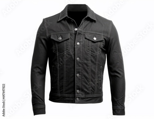 Black leather jacket isolated on white background. 3d rendering, mock up © paulcannoby