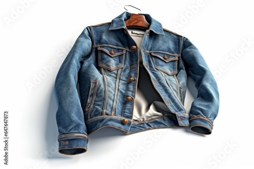 Denim jacket on a white background. 3D rendering. Isolated © paulcannoby