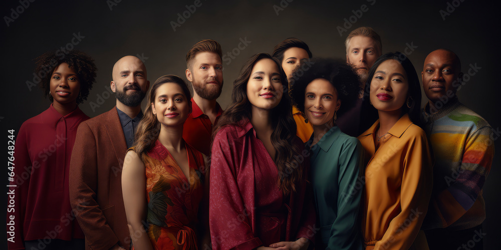 Diverse Group of people Happiness,Diversity, Equity, Inclusion, and Belonging (DEIB) with a powerful image that represents diverse individuals coming together, banner