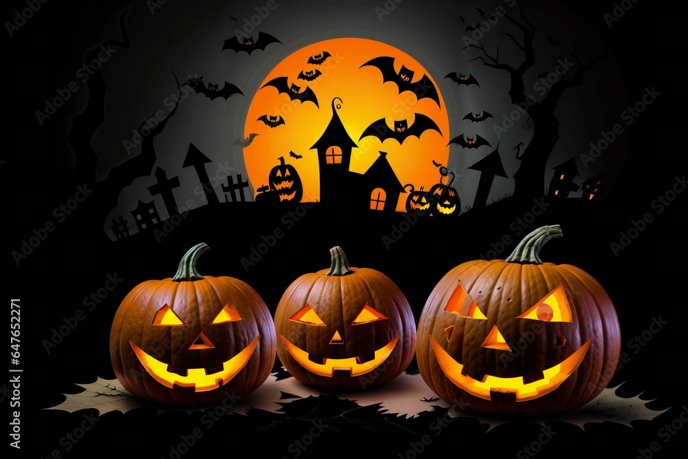 Halloween background with pumpkin, scarry, creepy design banners for halloween 