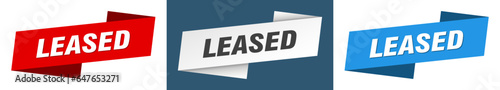 leased banner. leased ribbon label sign set