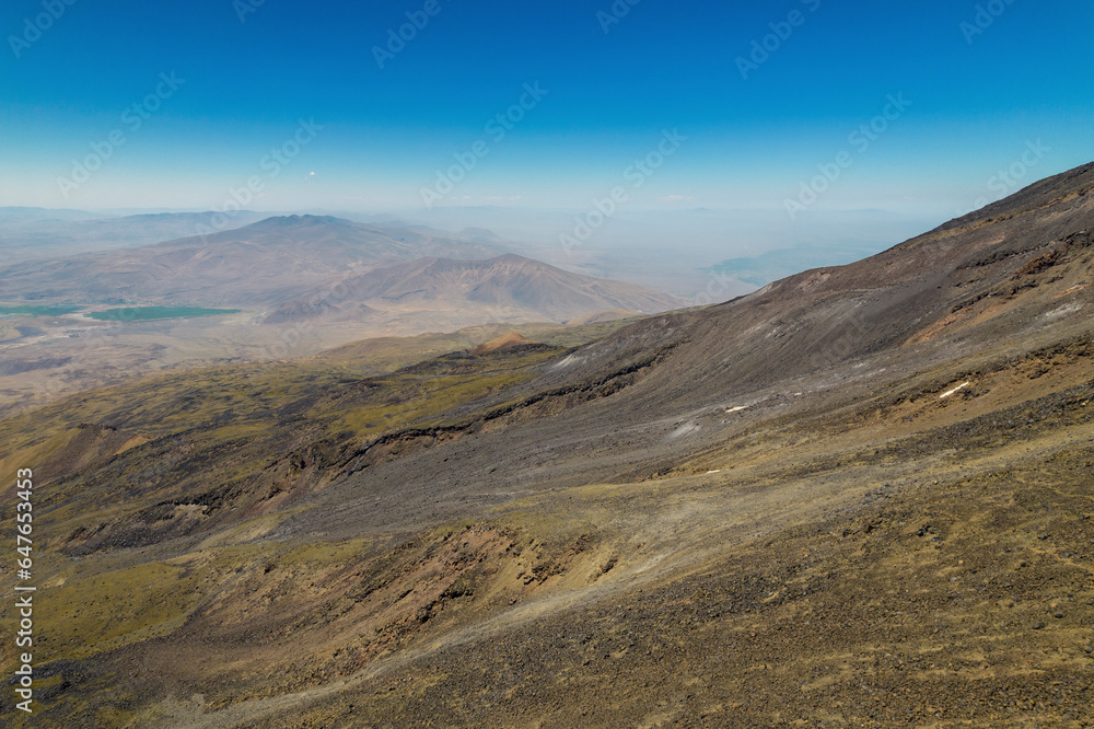 Aerial Drone View of Mountain Ararat and the Valley, Turkey. Aerial Drone View of Mountain Ararat and the Valley, Turkey.