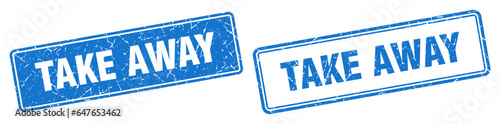 take away stamp set. take away square grunge sign