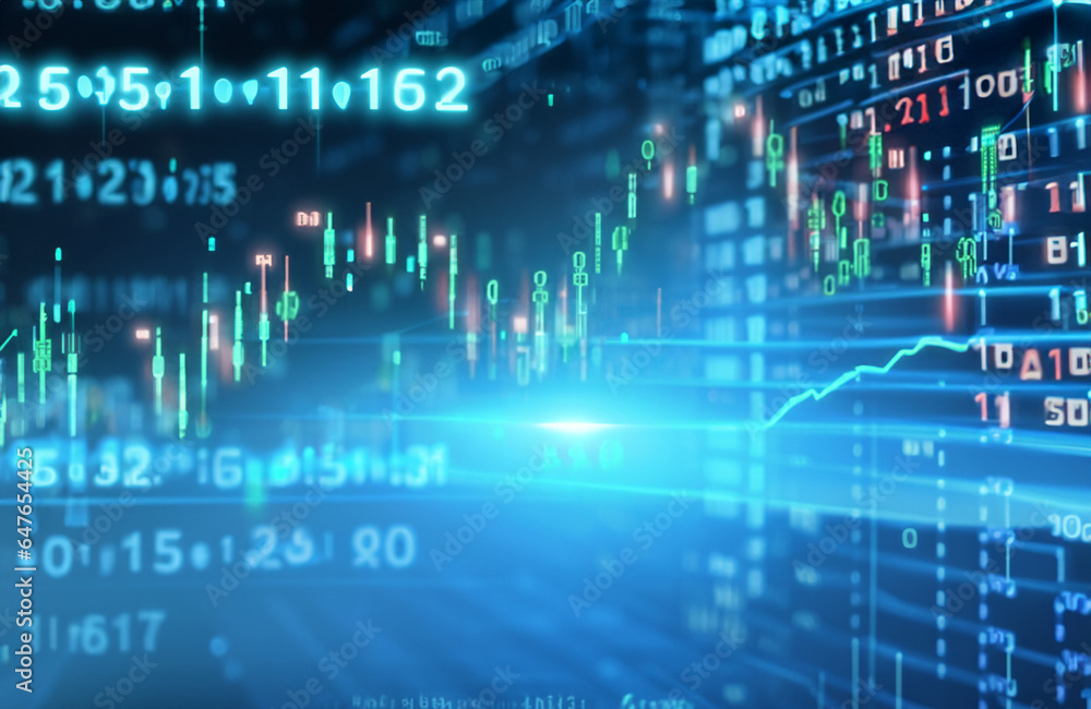 blue binary code, Stock chart blue binary code, Stock chart