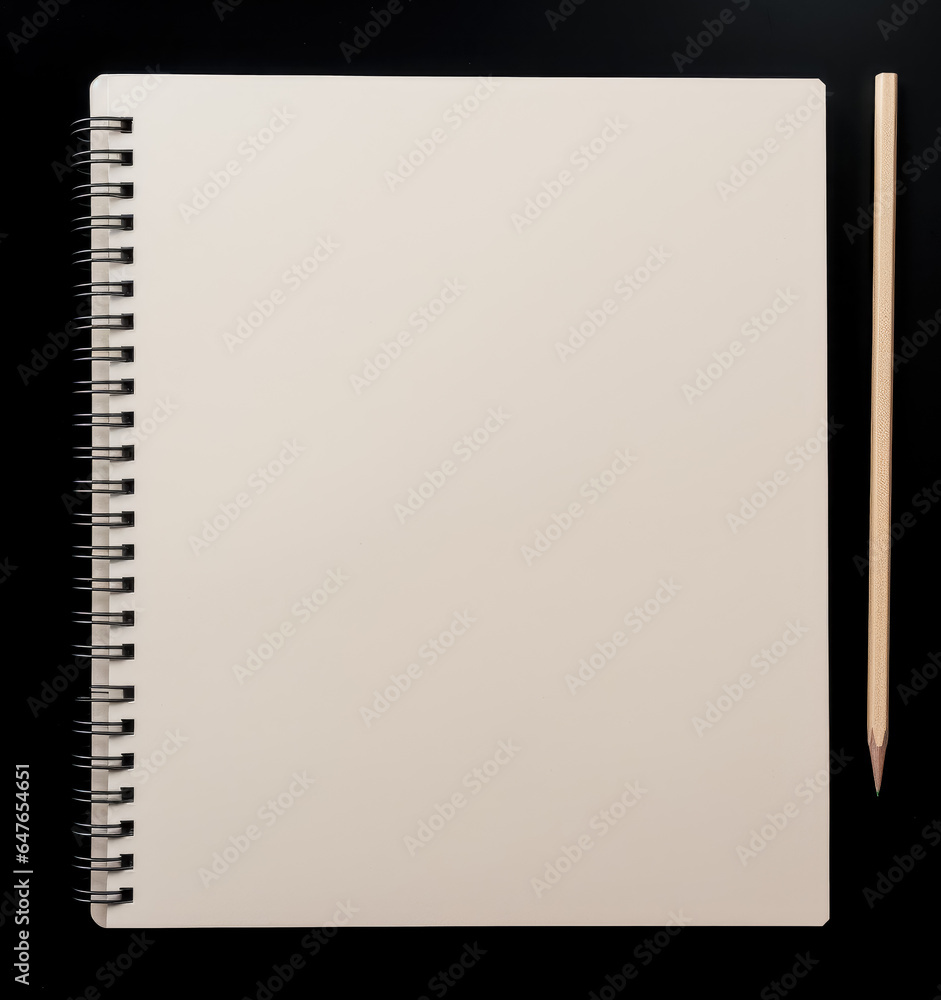 Empty notebook on black background. Empty notebook on black background.