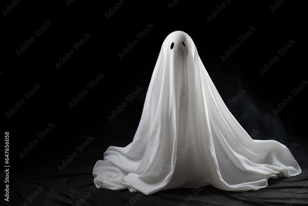White Ghost on black background. White Ghost on black background.