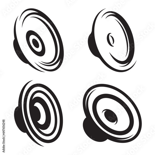 monochrome outline speaker logo set