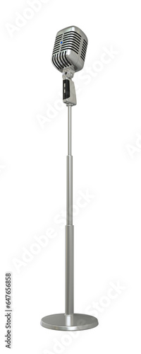 Silver Metal Legs Retro Microphone render (clipping path) photo