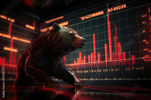 Bear stock market trading investment. Finance and economy concept. Generative AI