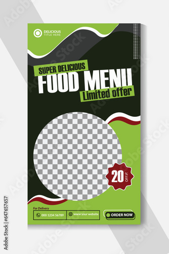Social media story post template for food restaurant promotion and web banner