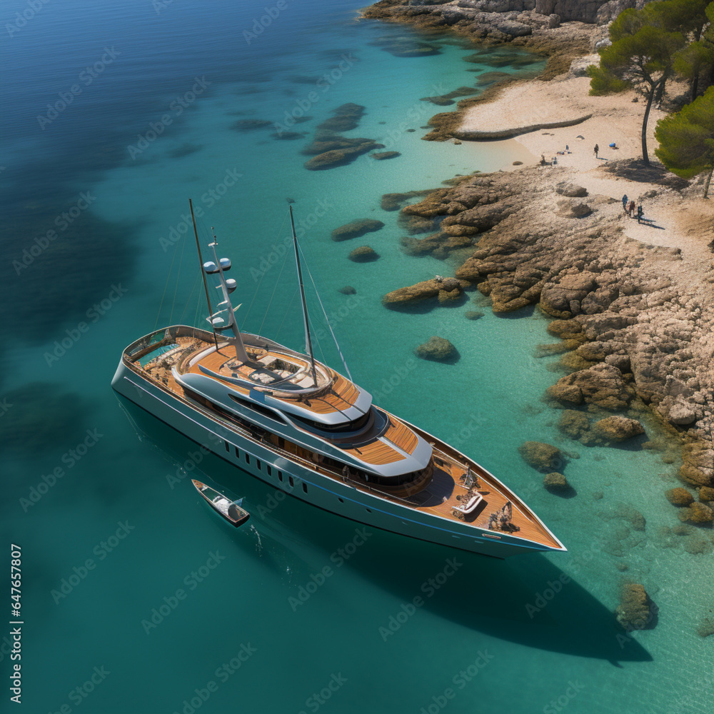 Luxury and wealth, superyachts and their owners, AI generated