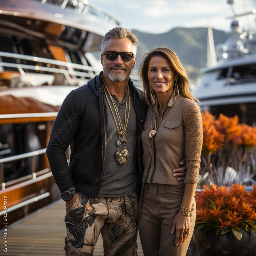 Fototapeta premium Luxury and wealth, superyachts and their owners, AI generated