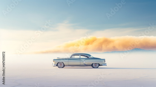 Ein Auto in der Wüste. Generiert mit KI © shokokoart