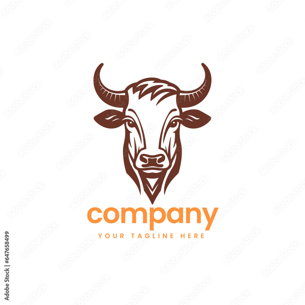 head of buffalo cow cart bull cattle dairy farm pet mascot emblem sports logo illustration icon flat t shirt design head of buffalo cow cart bull cattle dairy farm pet mascot emblem sports logo illustration icon flat t shirt design