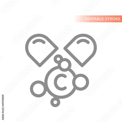 Vitamin c capsule pill line vector icon. Supplements and vitamins tablets capsules outline symbol.