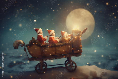 night magic claus year moon christmas snow holiday child winter. Generative AI.