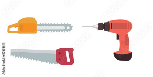 Repairing tools vector set. Repairing items vector illustration. Repairing, renovation tools