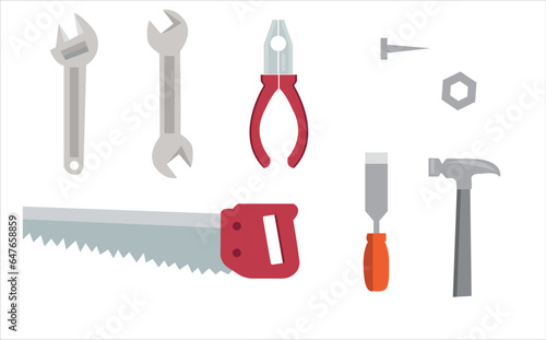 Repairing tools vector set. Repairing items vector illustration. Repairing, renovation tools