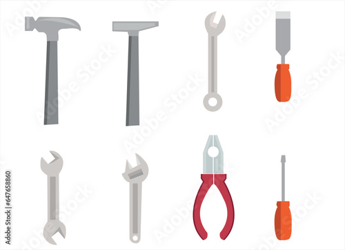Repairing tools vector set. Repairing items vector illustration. Repairing, renovation tools
