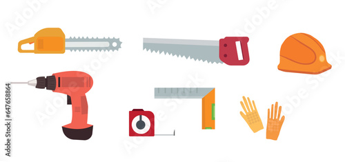 Repairing tools vector set. Repairing items vector illustration. Repairing, renovation tools
