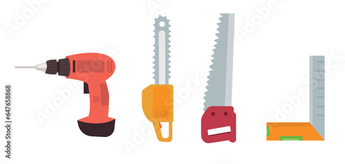 Repairing tools vector set. Repairing items vector illustration. Repairing, renovation tools