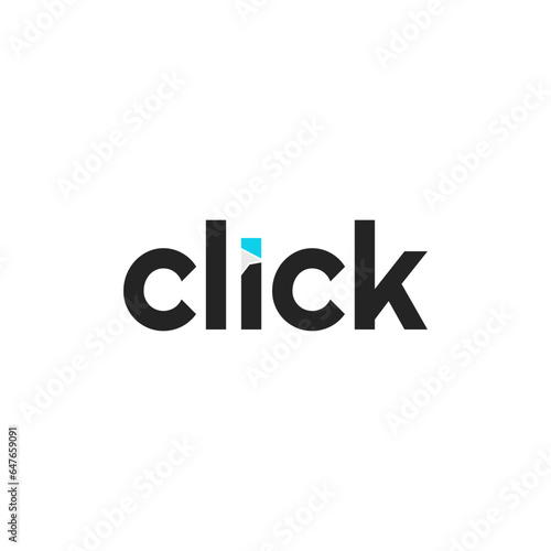 click logo concept. click typoraphy with cursor sign in i letter