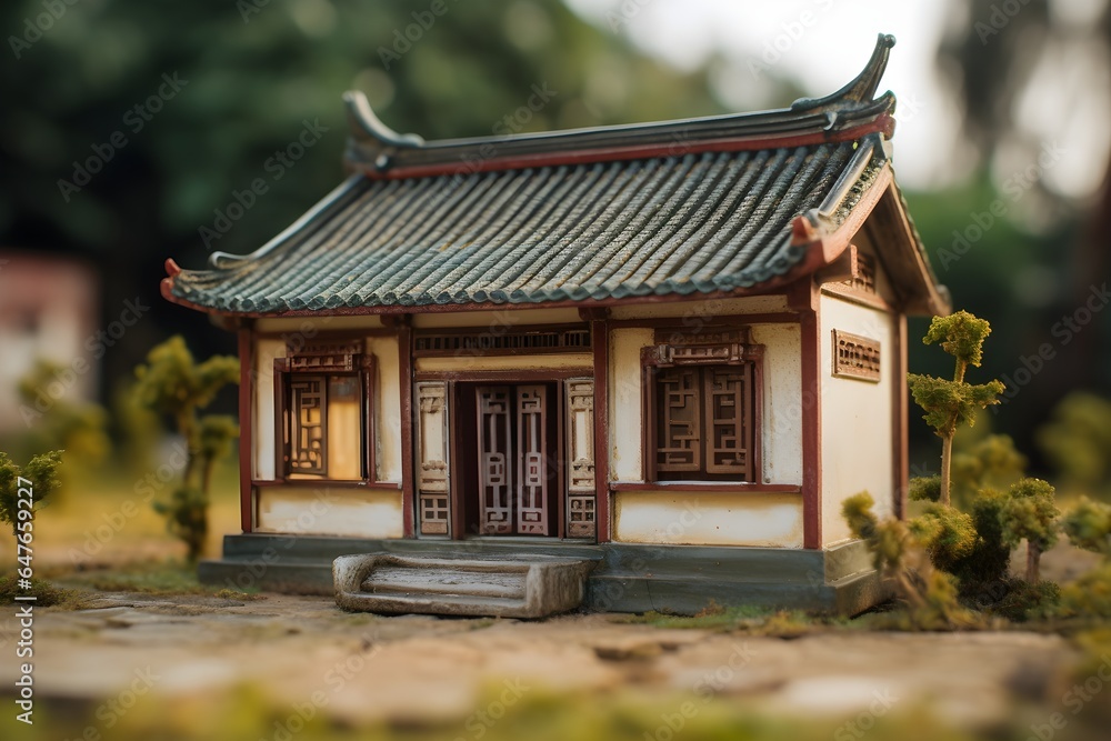 miniature classic Chinese house building