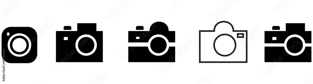 Camera icons on white background. Vector illustration. photography camera icon sets. Camera icons on white background. Vector illustration. photography camera icon sets.