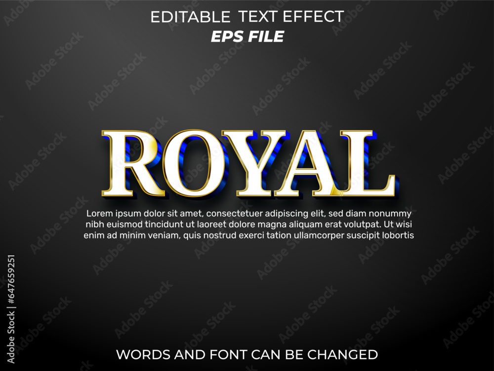 royal text effect, font editable, typography, 3d text. vector template
royal text effect, font editable, typography, 3d text. vector template