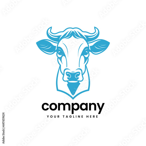 head of buffalo cow cart bull cattle dairy farm pet mascot emblem sports logo illustration icon flat t shirt design